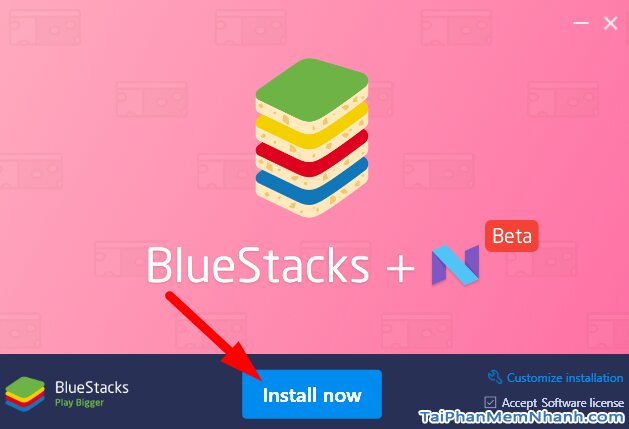 nhấn vào install để cài đặt bluestacks 3