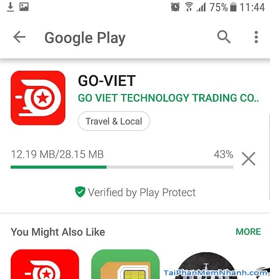 đang tải và cài ứng dụng Go-Viet