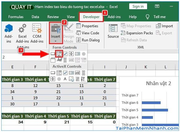 Hướng dẫn sử dụng hàm Index tạo biểu đồ tương tác trong Excel + Hình 12