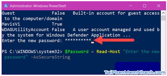 Hướng dẫn sử dụng PowerShell đổi mật khẩu Windows 10 + Hình 7