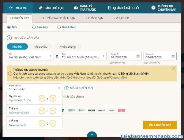 Hướng dẫn đặt vé máy bay online trên trang web Vietnam Airlines + Hình 6