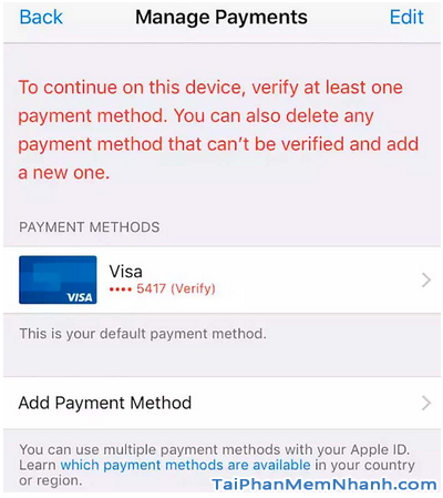 Khắc phục lỗi phương thức thanh toán bị từ chối trên App Store + Hình 3